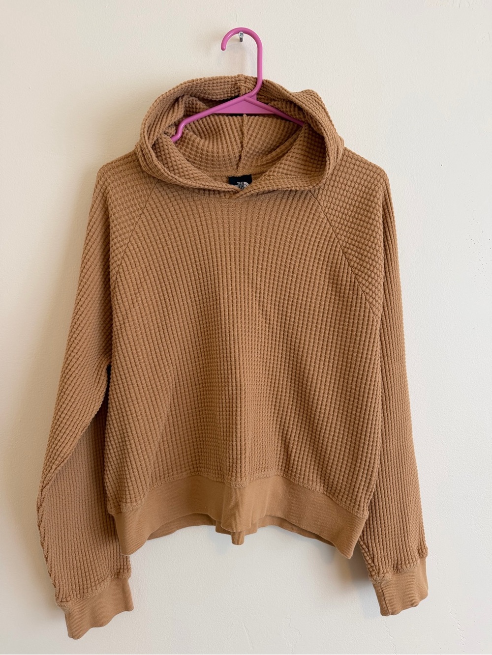 The North Face Camel Waffle Knit Thermal Hoodie Sweatshirt Women's Size S